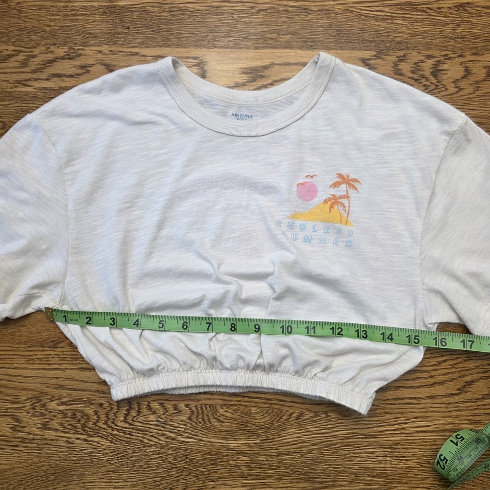 Arizona Body Sleepwear Sz S "Endless Summer" Tropical Palm Trees Cropped White - Picture 4 of 8